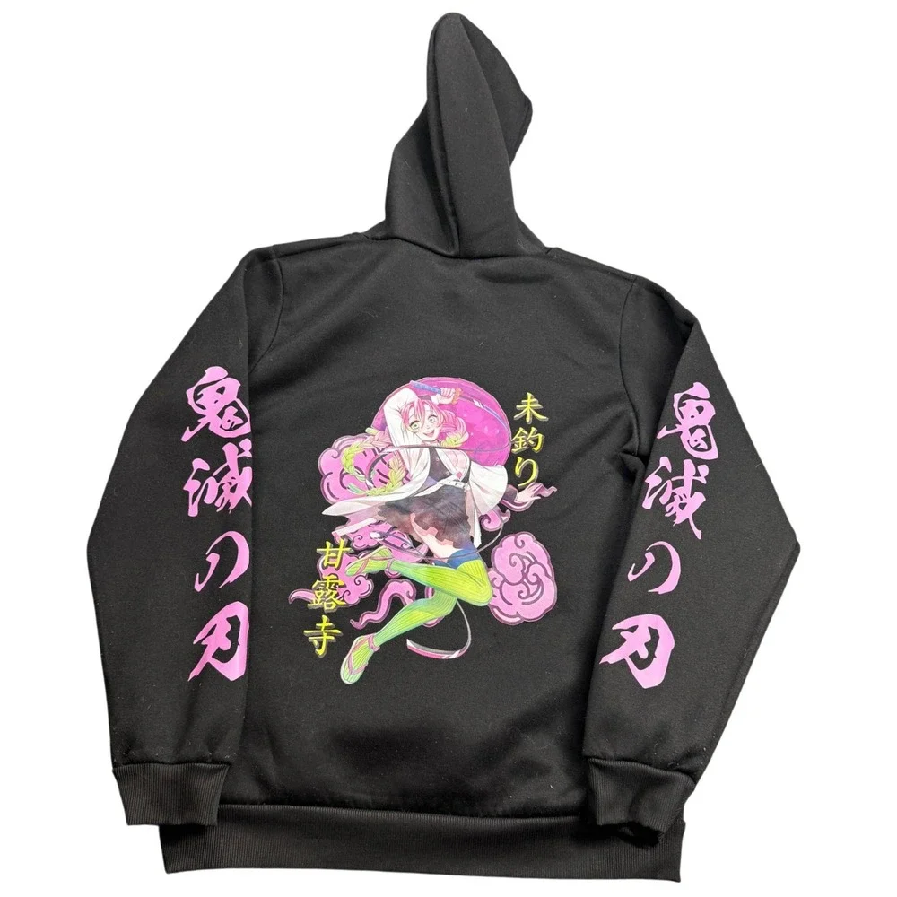 Demon Slayer‎ Mitsuri Kanroji Hoodie Mens S Black Anime Manga Pullover